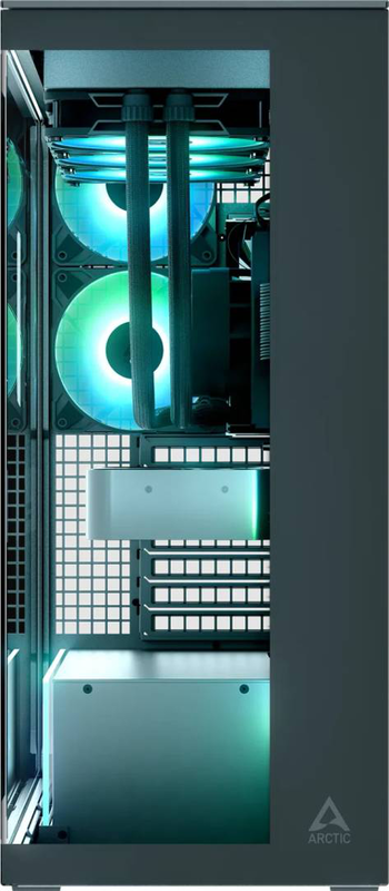 Arctic xtender premium e-atx pc case tempered glass 5 pre-installed fans USB-c black clear glass-null