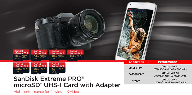 Sandisk extreme pro microsd 256GB 200mb/s, , medium-null