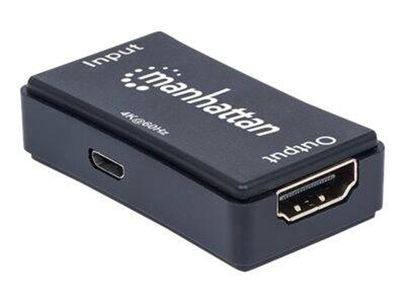 Manhattan HDMI repeater, 4k@60hz, active, boosts HDMI signal up to 40m, black, three year warranty, blister - video/audio extender - HDMI - up to 40 m-null