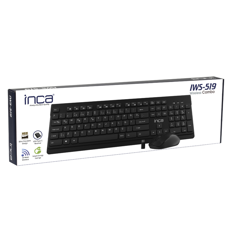 Inca iws-519 wireless keyboard and mouse set black  turkish q layout, , medium-null