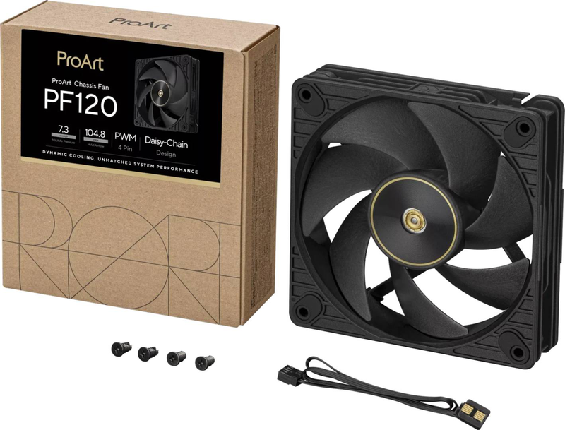 Asus proart pf120 pwm case fan 120mm single pack black daisy-chain lcp blade fdb bearing 3000rpm-null