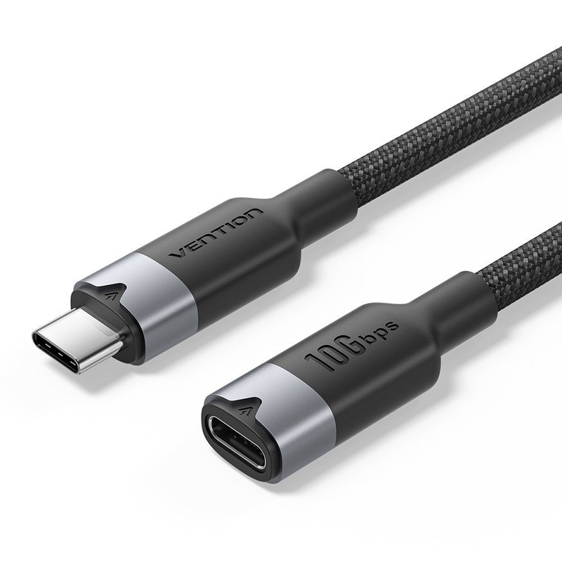 Vention it cable USB-c 3.2 Gen2 m-f 1.0m braided aluminum black trfbf, , medium-null
