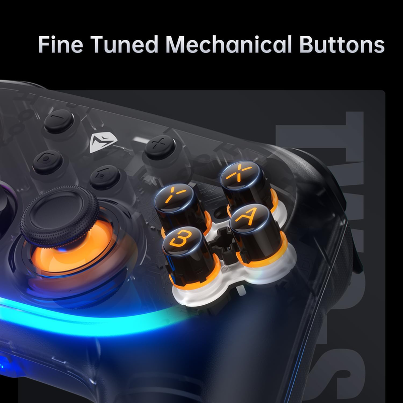 Machenike pc gamepad wireless s3 hall effect joystick, rgb black lghting, auto sleep/wake, 5-level vibration, pc gamepad for pc/ns/ios/android TV with charging dock, , medium-null