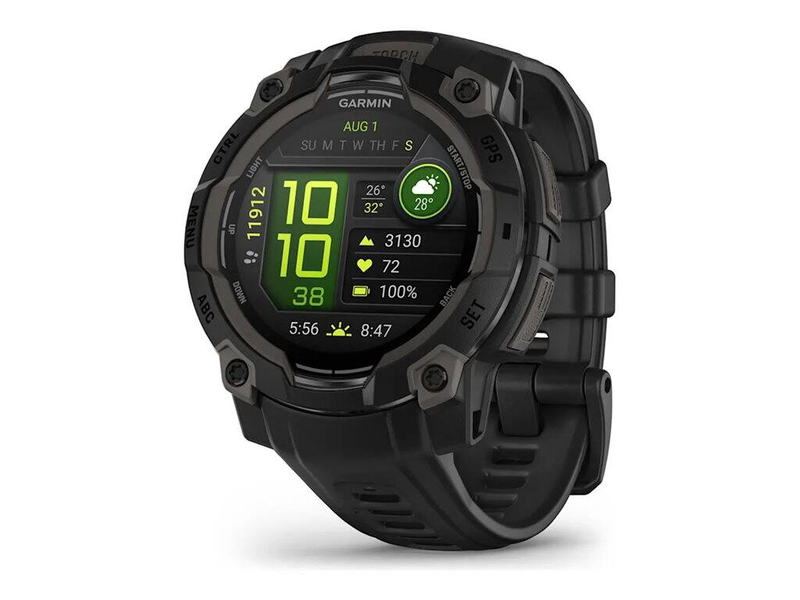 Garmin instinct 3 amOLED - 45 mm - fiber-reinforced polymer - yes smart watch with band - silicone - display 1.2" - 4GB - bluetooth, ant+ - 53 g - black, , medium-null