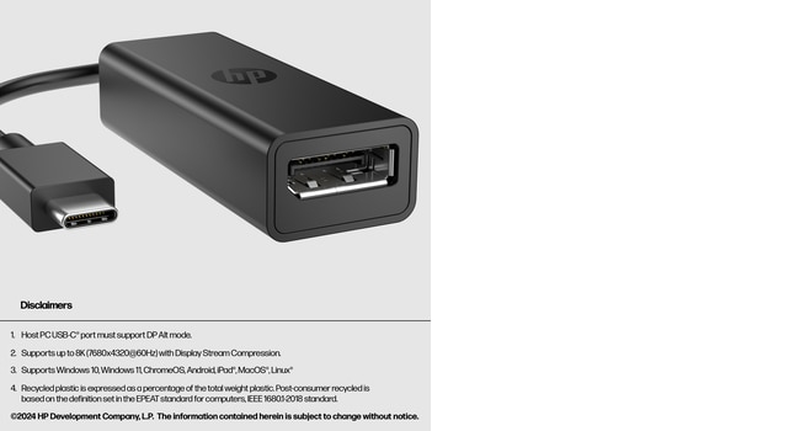 Hp g2 / adapter / 24 pin USB-c to displayport / black-null