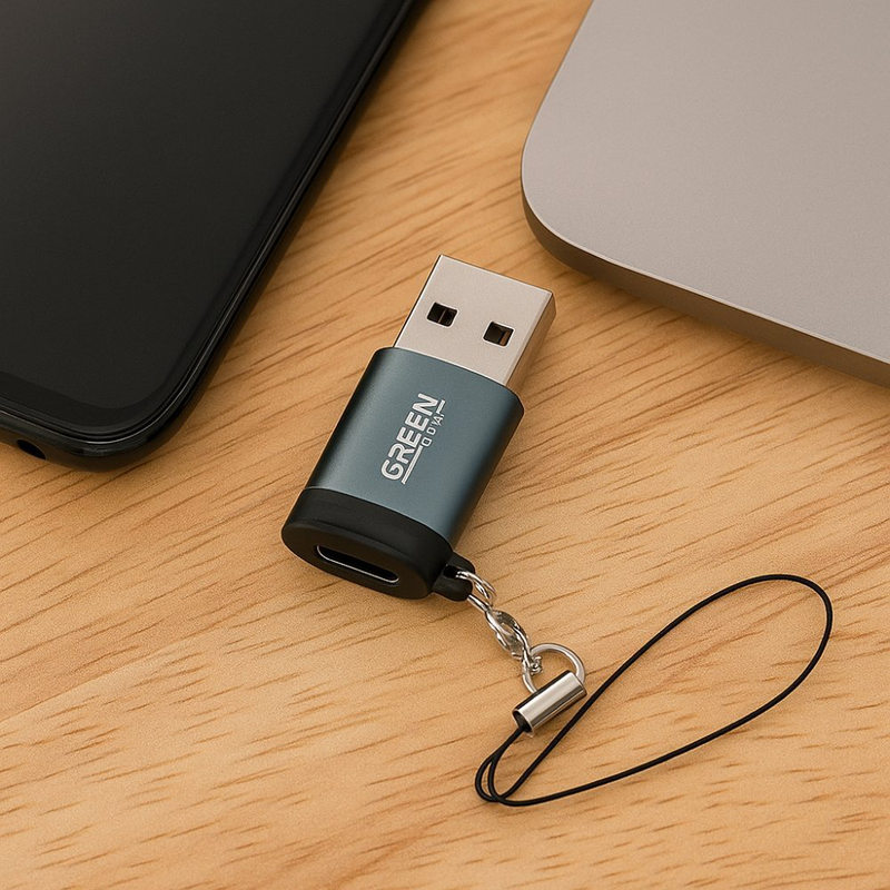 Green lyca Type-C to USB 2.0 otg adapter (gl69314), , medium-null