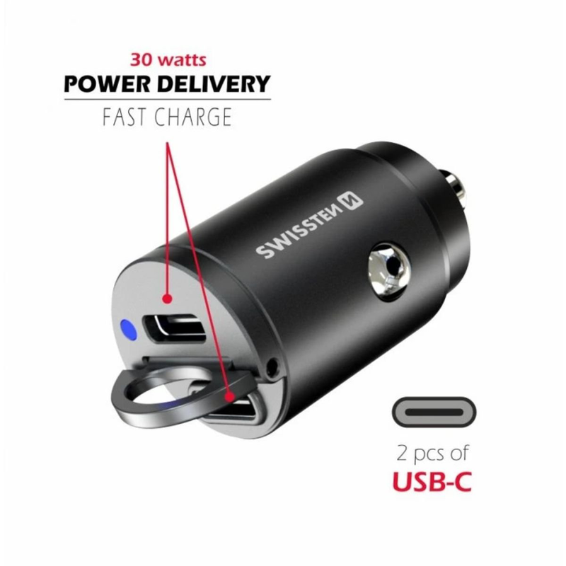 Swissten nano &phi;&omicron;&rho;&tau;&iota;&sigma;&tau;ή&sigmaf; &alpha;&upsilon;&tau;&omicron;&kappa;&iota;&nu;ή&tau;&omicron;&upsilon; 30w &mu;&epsilon; 2x USB-c & power delivery 20111800 &mu;&alpha;ύ&rho;&omicron;, , medium-null