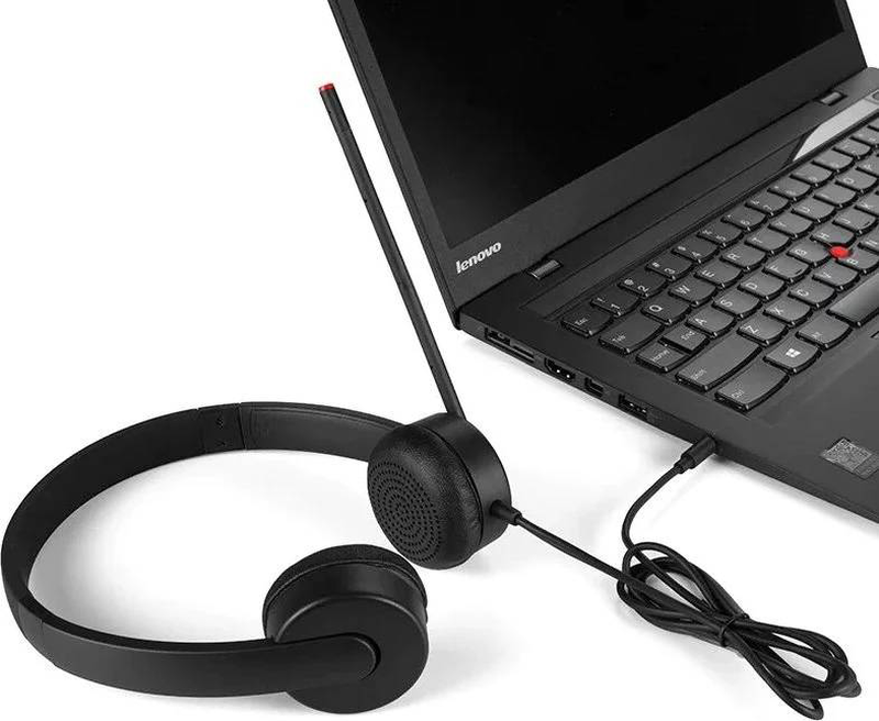 Lenovo essential stereo analog headset | 3.5mm | microphone | black, , medium-null