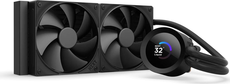 Nzxt kraken plus 240 aio liquid CPU cooler 240mm 1.54in square lcd 2x f120p fans nzxt turbine pump intel AMD black-null
