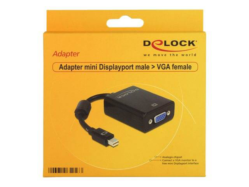 Delock adapter mini displayport > vga 15 pin female / displayport adapter / mini displayport (m) to hd-15 (f) / 18 cm / black / for apple MacBook / MacBook Air / MacBook pro, , medium-null