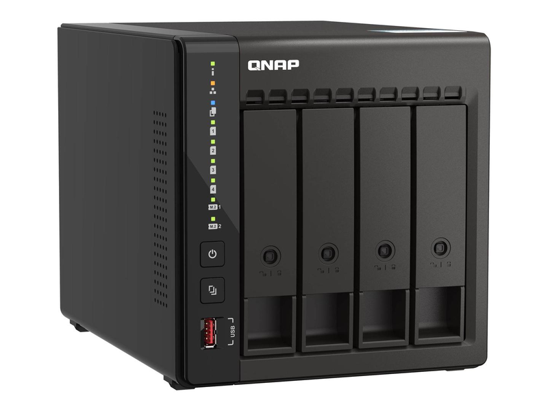 Qnap ts-453e 4-bay nas intel celeron j6412 8GB ddr4 dual m.2 nvme dual 2.5GBe dual HDMI diskless black ts-453e-8g-null