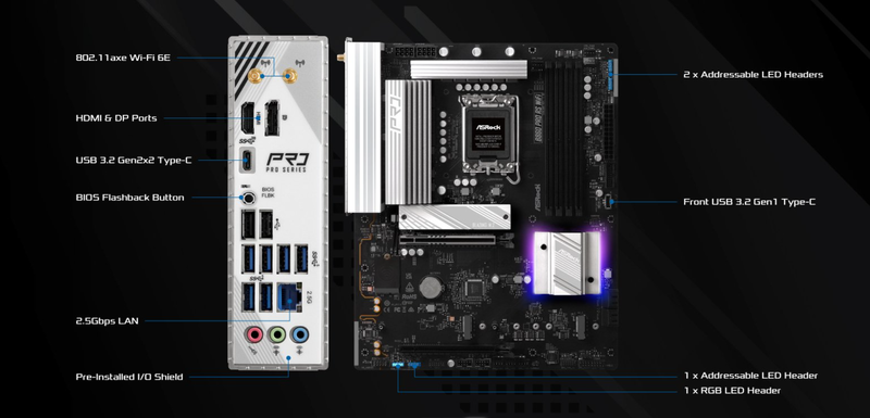 Asrock b860 pro rs Wi-Fi motherboard ddr5 lga 1851 atx, , medium-null