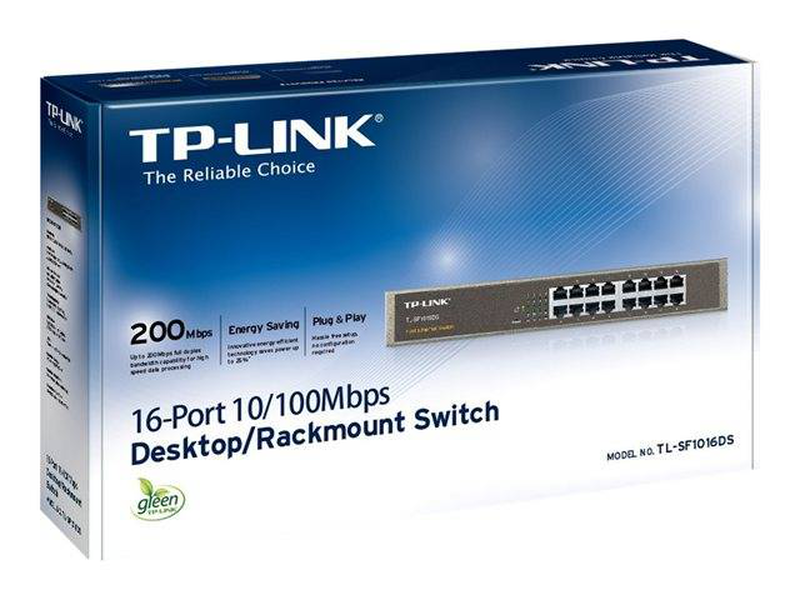 Tp-link tl-sf1016ds 16-port 10/100mbps fast ethernet unmanaged desktop rackmount switch steel-null
