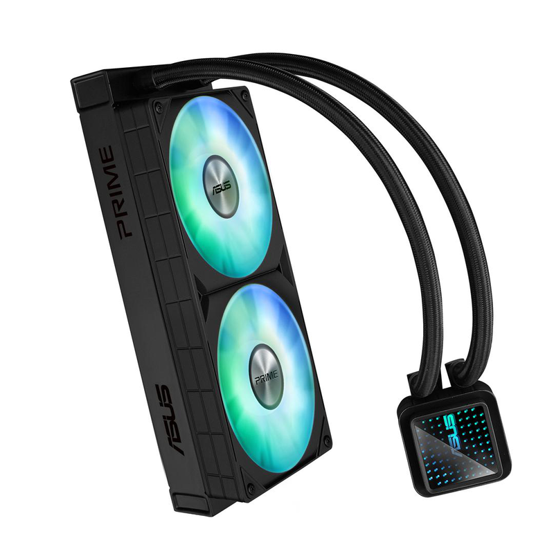 Asus prime lc 240 argb 240mm aio liquid CPU cooler dual 120mm pwm argb fans aura sync black-null