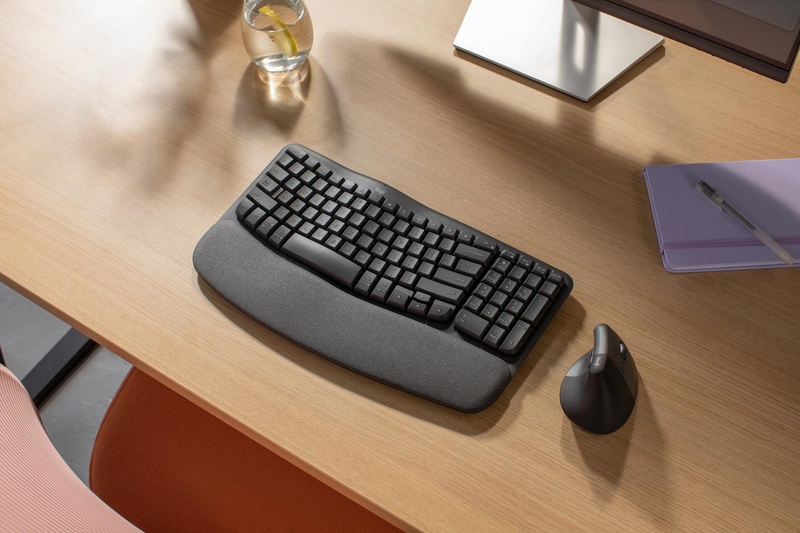 Logitech wave keys - keyboard - wireless - 2.4 GHz, bluetooth le - azerty - belgium - graphite, , medium-null