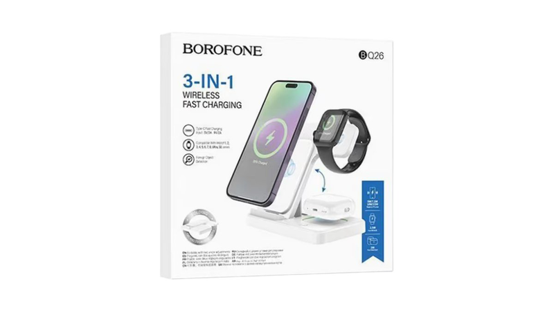 ⚡ borofone bq26 3-in-1 wireless fast charger &ndash; 15w (white), , medium-null