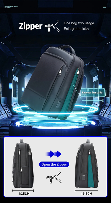 Bopai boston leather expandable business laptop backpack, , medium-null