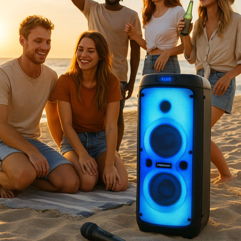 Crystal audio prt14 bluetooth party speaker 80w &mu;&epsilon; led &phi;&omega;&tau;&iota;&sigma;&mu;ό & &alpha;&sigma;ύ&rho;&mu;&alpha;&tau;&omicron; &mu;&iota;&kappa;&rho;ό&phi;&omega;&nu;&omicron; karaoke, , medium-null