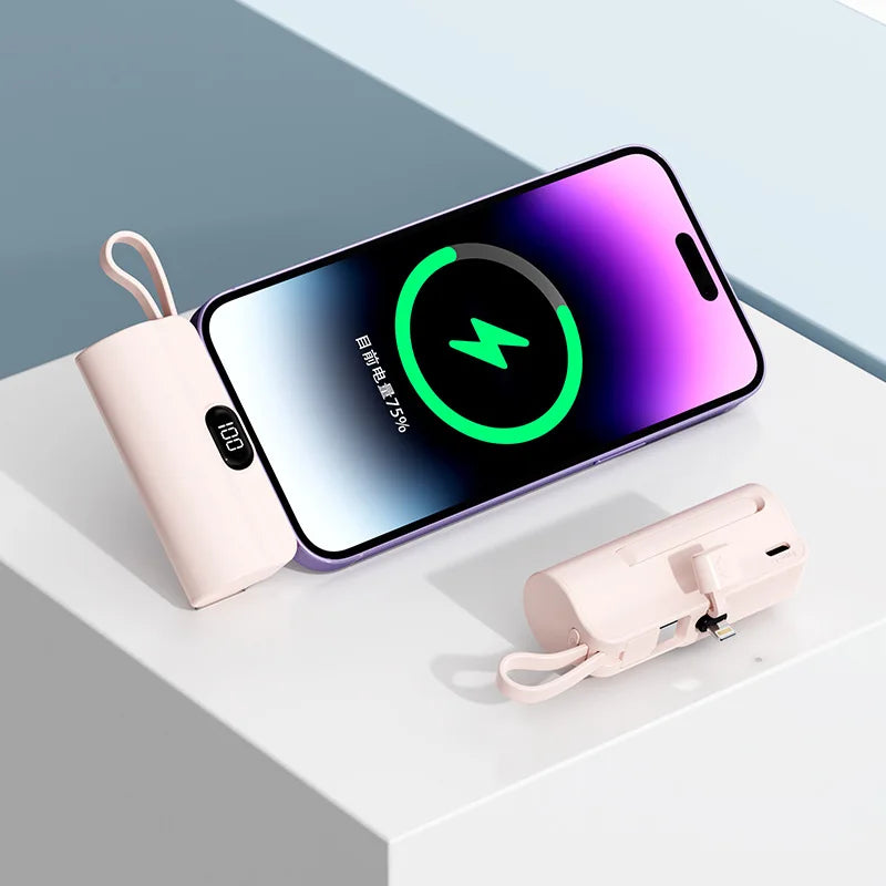 Mini power bank, capsule power phone charger 5000mAh, portable charger for Apple phones image number null