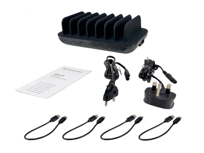 Conceptronic 160w 7-port USB pd charging station/USB-c x 7/pd 3.0 (ozul07b)-null