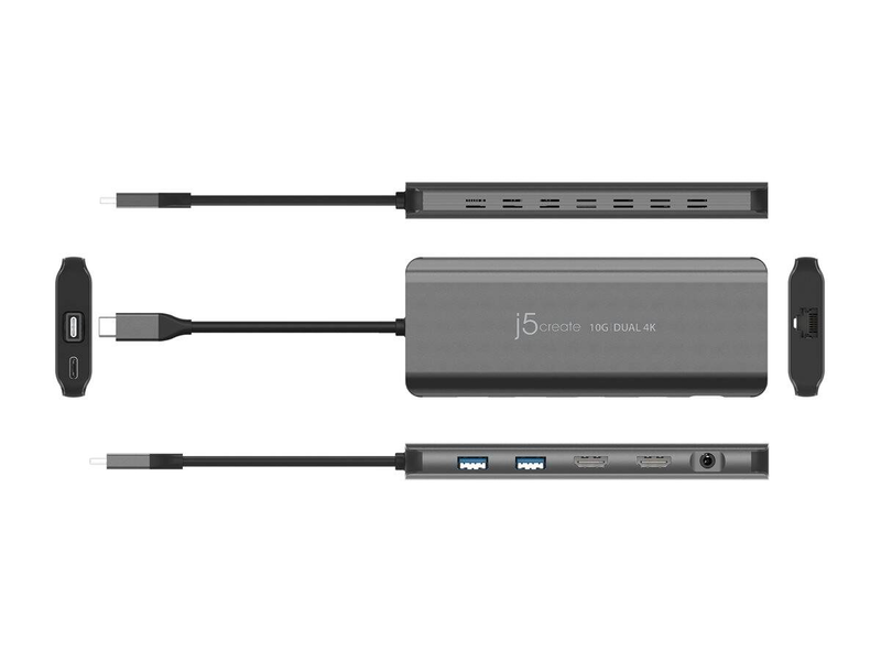 J5create jcd398 USB-c dual 4k HDMI mini dock 7-in-1 4k 60hz gigabit ethernet 2x USB 10GBps 100w pd space grey-null