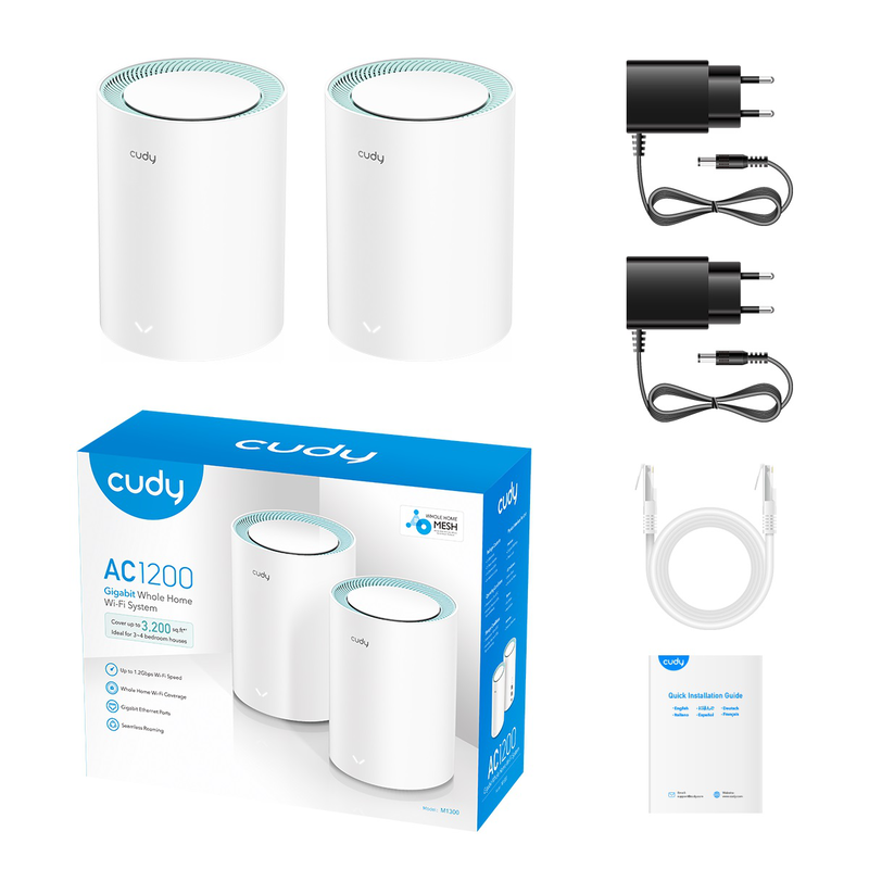 Cudy mesh ac1200 dual band gigabit Wi-Fi 2-pack m1300, , medium-null