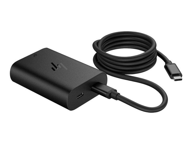 Hp 65w USB-c laptop charger 600q8ut dual-device USB-c plus USB-a power delivery for hp laptops eu black-null