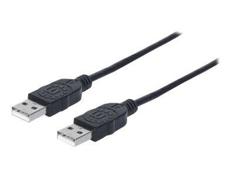 Manhattan USB-a to USB-a cable, 1m, male to male, 480 mbps (USB 2.0), hi-speed USB, black,-null
