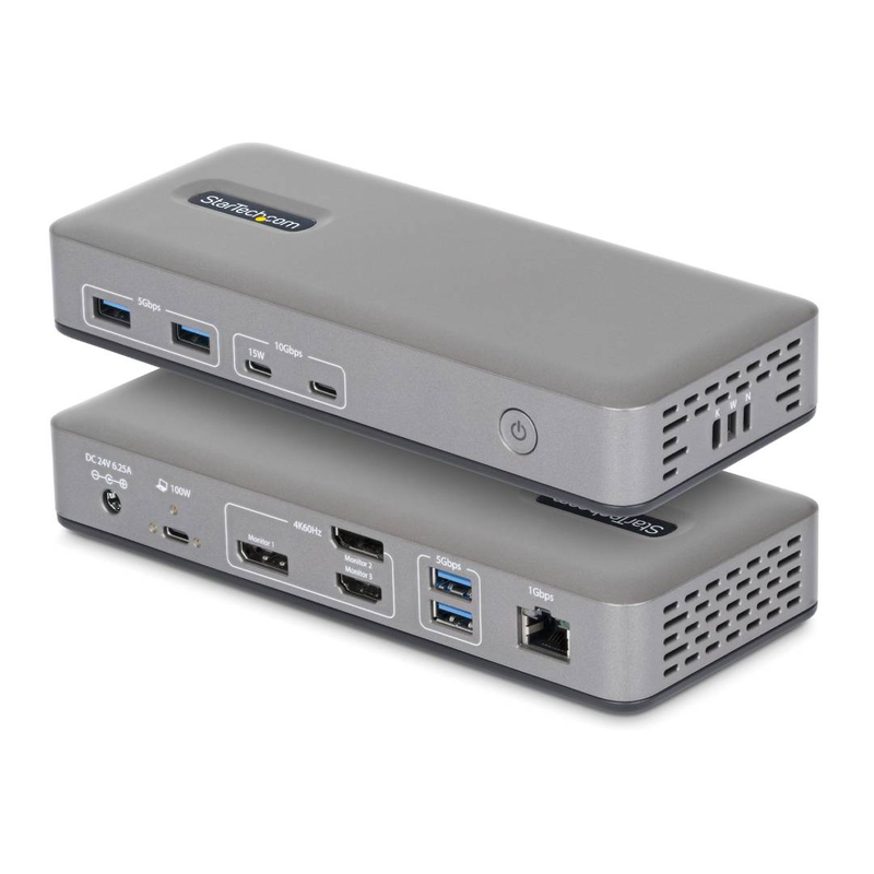 Startech 199ue-USBc-dock triple monitor 4k 60hz USB-c docking station 2x displayport HDMI 100w pd gbe driverless-null