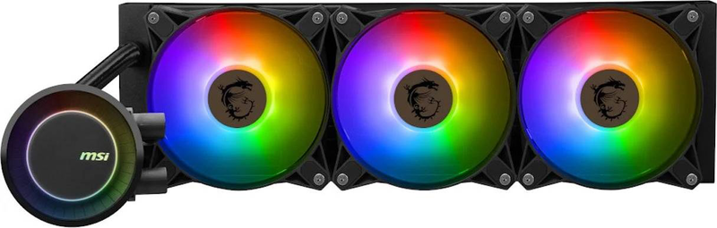 Msi mag coreliquid e360 argb aio liquid CPU cooler 360mm 3x120mm argb fans rotatable block intel AMD black-null