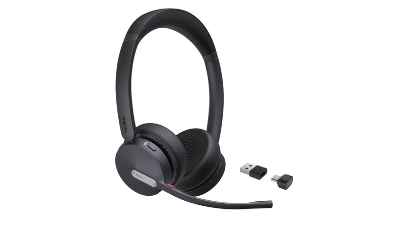 Yealink bh70 dual uc bluetooth wireless headset on-ear 3-mic USB-c dongle busylight 35h talk black-null