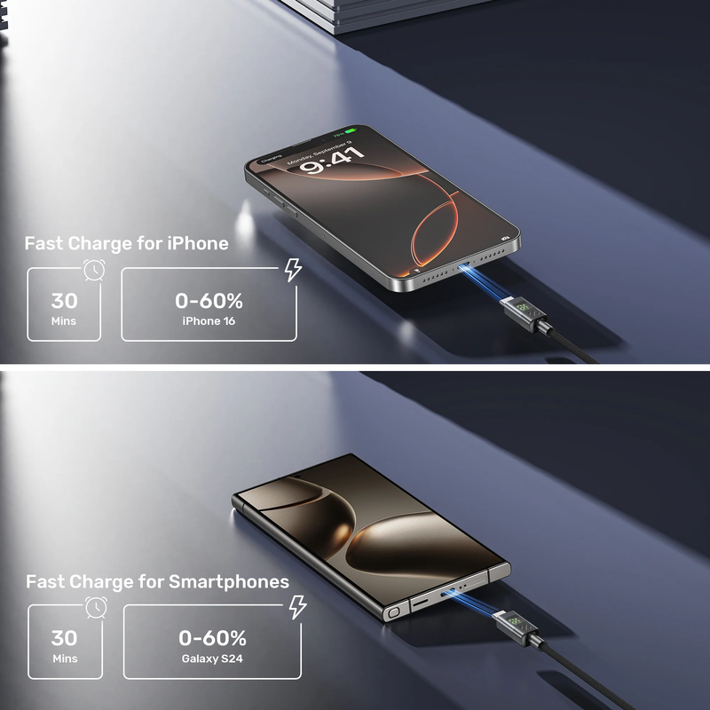 Unitek USB-c cable pd60w braided with display 2.0m c14158a-2m, , medium-null