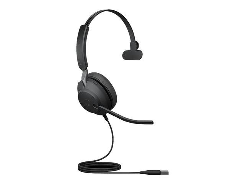 Jabra evolve2 40 uc mono USB-a wired on-ear headset 3-mic array 40mm speakers busylight memory foam black-null