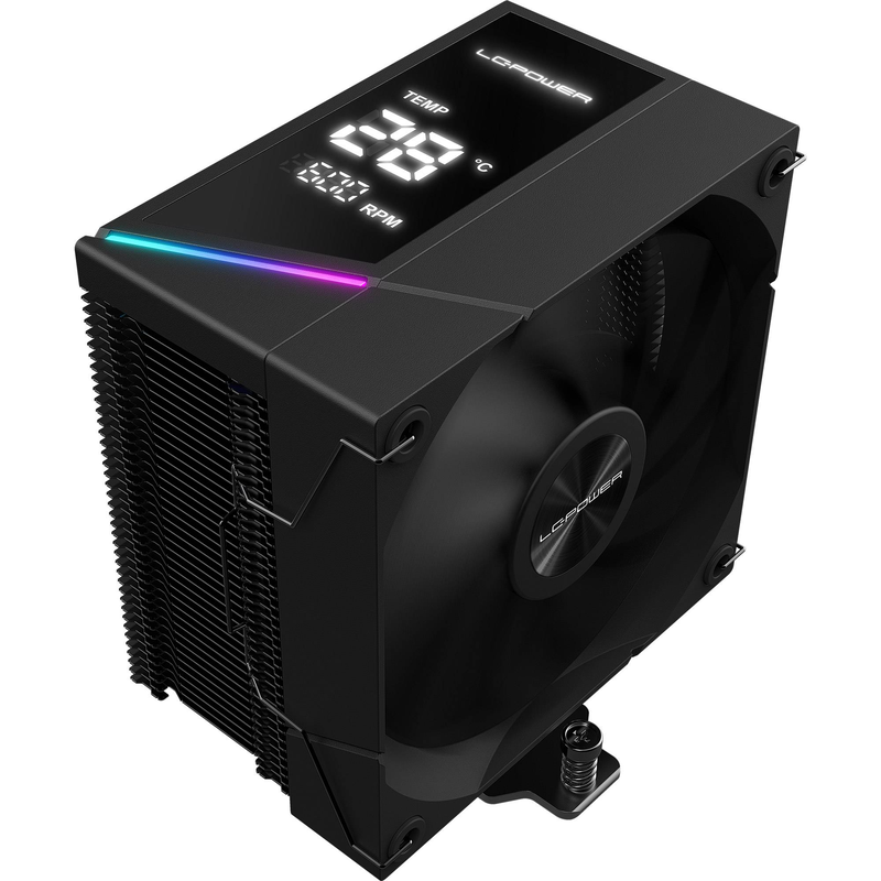 Lc-power lc-cc-120-db6 digi single-tower CPU cooler 230w 6 heatpipes 120mm argb fan digital display intel AMD black-null