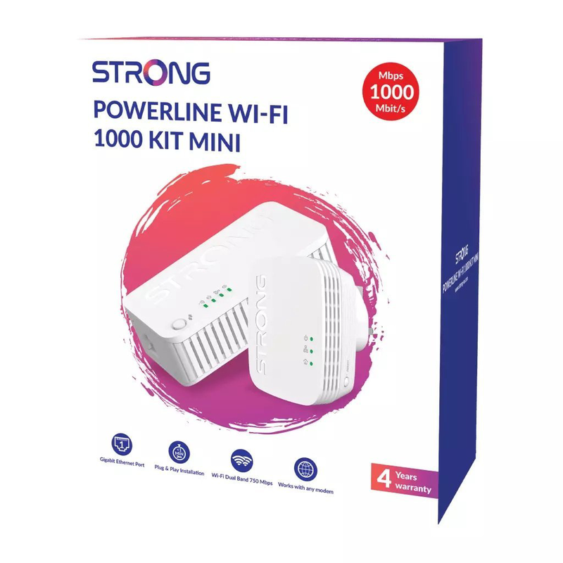 Product image: Strong powerline kit a1000 mini 1000mbps Wi-Fi 1200mbps uk powerwf1000duominiuk, , medium-null