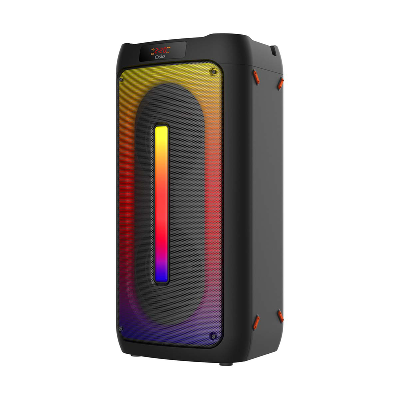 "osio obt-8020 portable bluetooth speaker with USB, led, aux, tf, rc, fm, tws and wired mic. – 60w" image number null