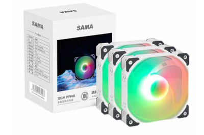 Kt125w white 120mm fan kit argb (3x fans) w/fan hub sama