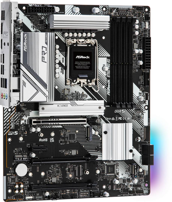 Asrock b760 pro rs atx motherboard lga 1700 intel b760 ddr5 pcie 5.0 x16 triple m.2 2.5GBe USB-c HDMI dp black-null
