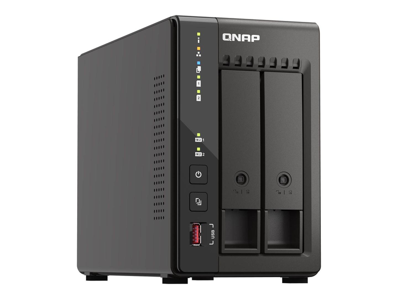 Qnap ts-253e / nas server / 2 bays / sata 6GB/s / raid raid 0, 1, 5, 6, 10, 50, jbod, 60 / ram 8GB / 2.5 gigabit ethernet / iscsi support, , medium-null