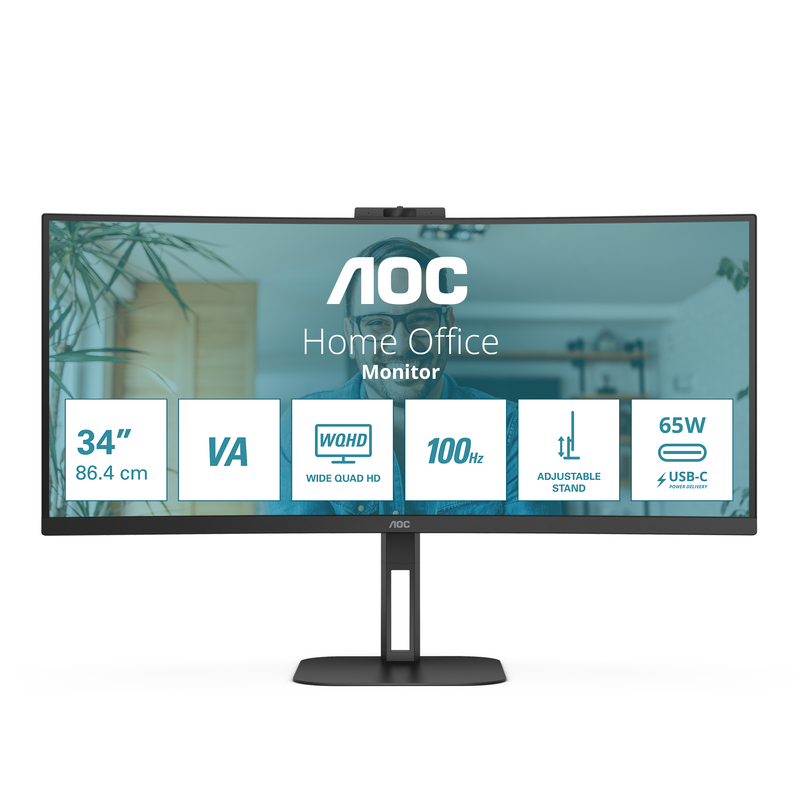 Aoc cu34v5cw 34" monitor curved 100hz wqhd 3440x1440-null