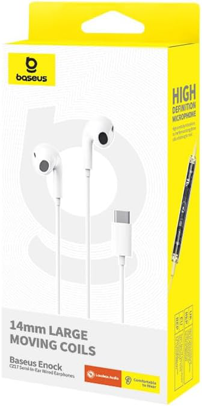 Baseus  earphones wired type c encok cz17 white, , medium-null