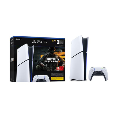 Playstation 5 digital slim edition & call of duty: black ops 6, White-black, medium