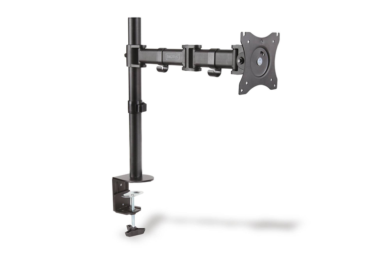 Digitus da-90361 single monitor desk clamp mount 15-27 inch arm tilt swivel rotate vesa 100x100 8kg black-null