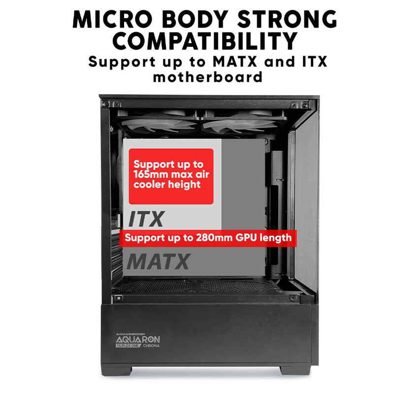 Armaggeddon gaming case m-atx aquaron nemo black (3x chroma fans & 250w 80+ psu), , medium-null