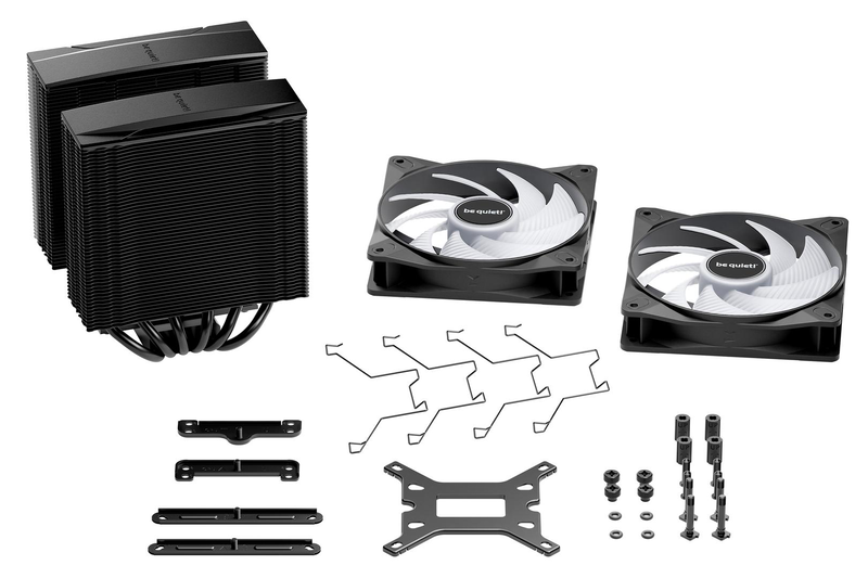 Be quiet! Pure rock pro 3 lx black dual-tower CPU Air cooler, 250w, 6 heatpipes, 2x 120mm argb pwm fans-null