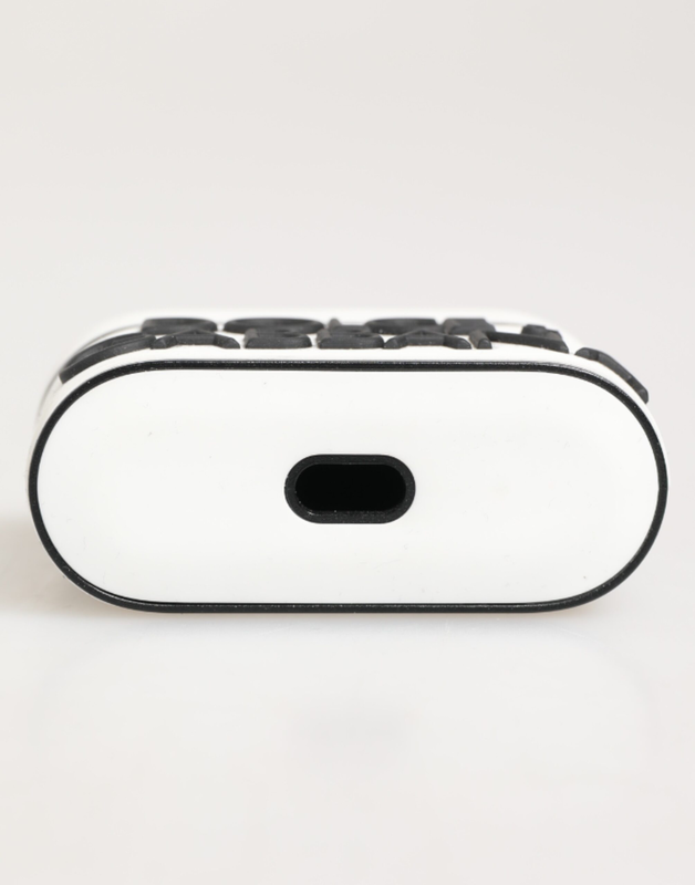 White black rubber logo embossed accessory AirPods case-null