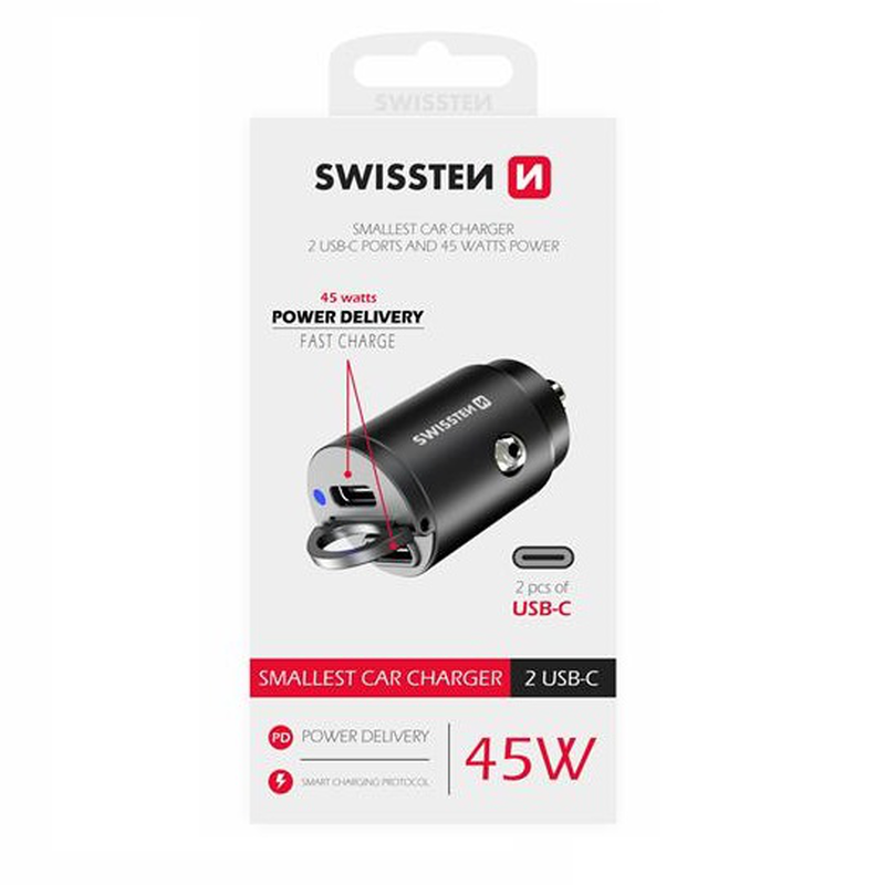 Swissten car charger 3a  2 x USB-c 45w, , medium-null