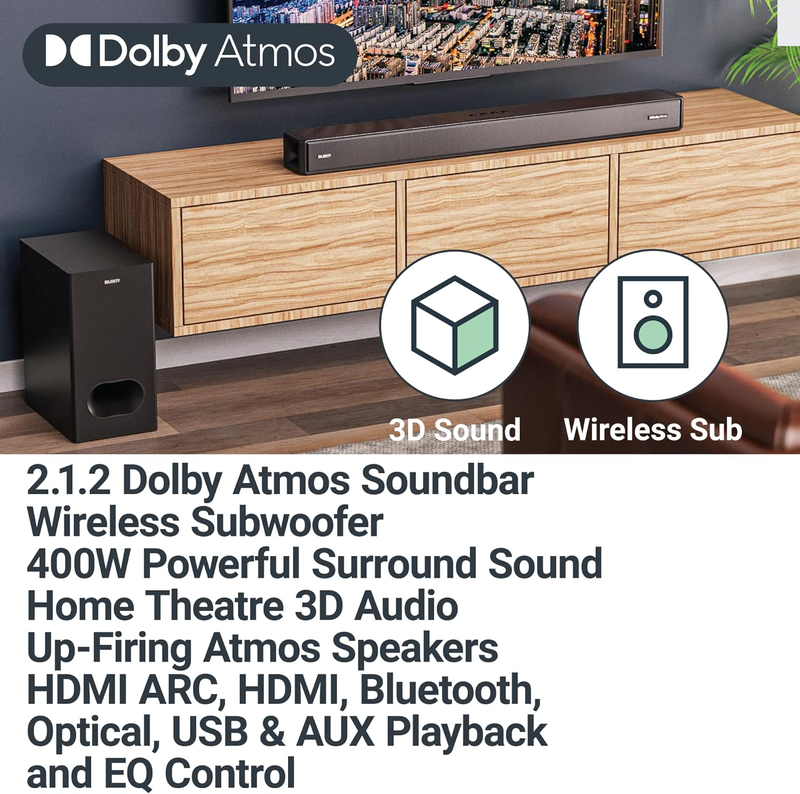 Majority soundbar sierra plus 400w 2.1.2 dolby atmos wireless subwoofer image number null