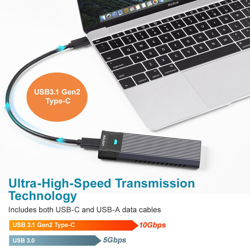 Unitek s-1203a USB3.1 Gen2 Type-C to m.2 SSD nvme enclosure, , medium-null