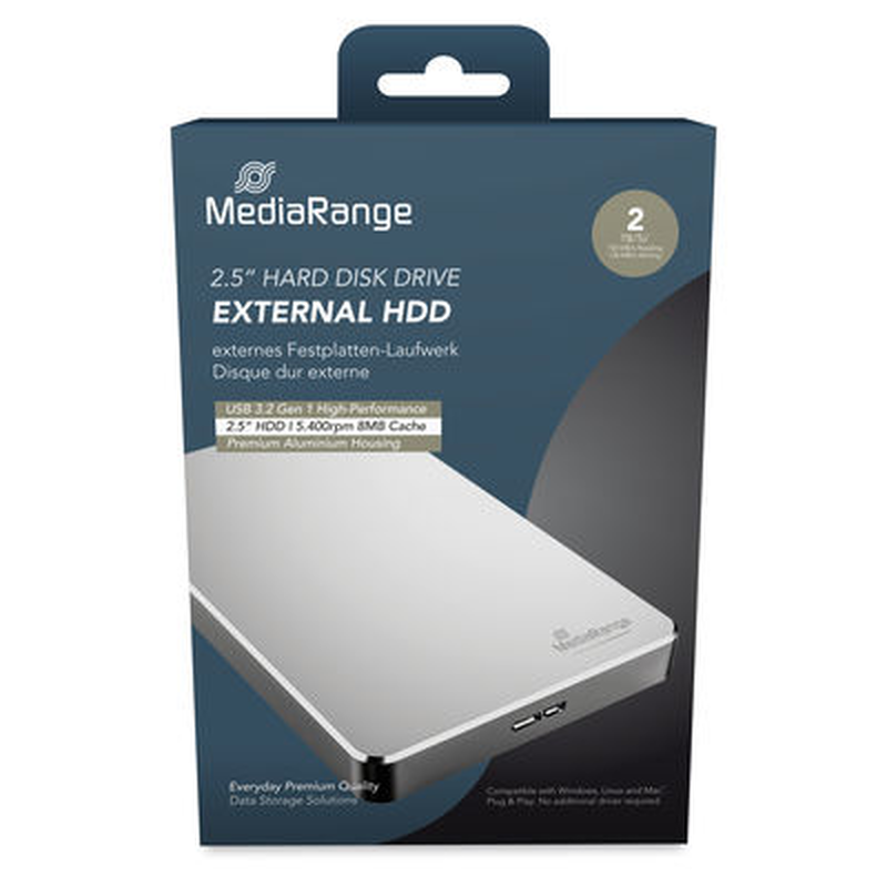 Mediarange external USB 3.0 hard disk drive, hdd, 2TB-null